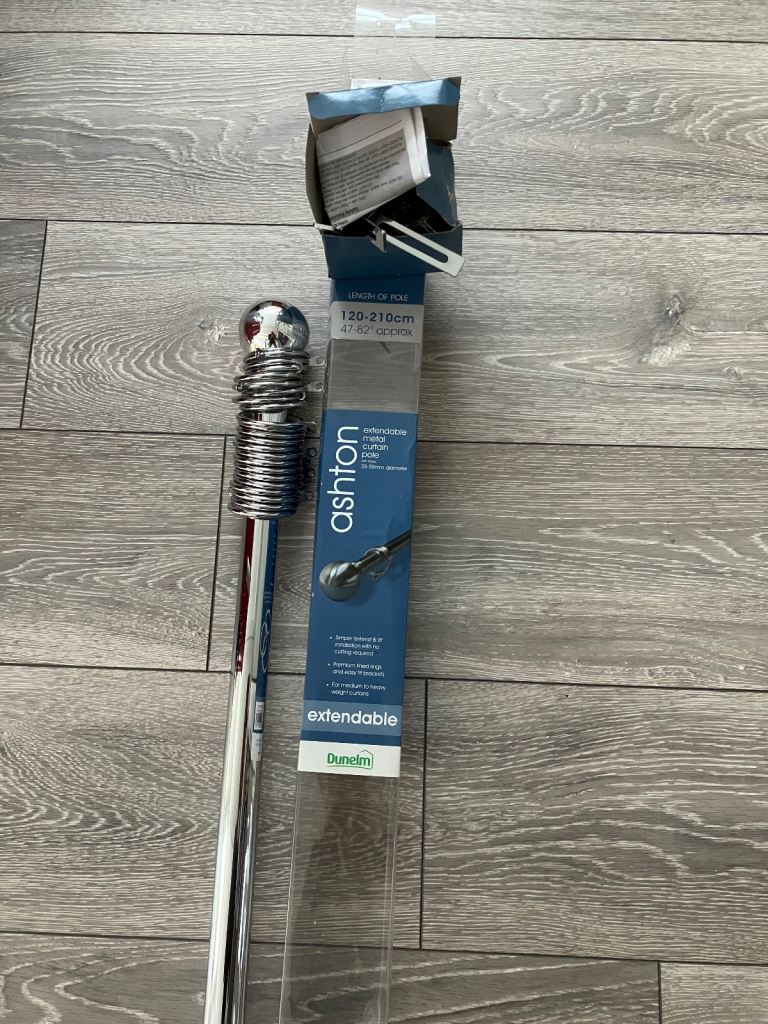 ASHTON Extendable Metal Curtain Pole NEW 