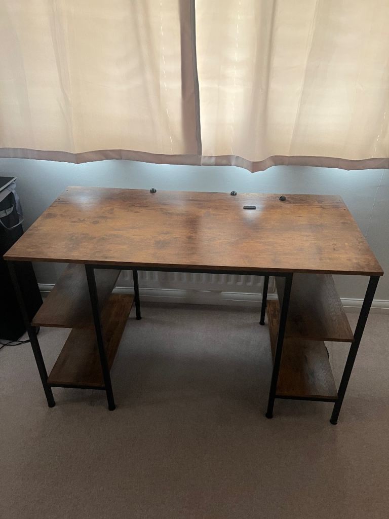 60 x 120 wood desk with metal frame desk with shelves