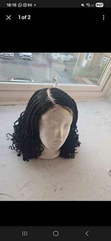 Black Braided Lace Front Wig - Curly Ends