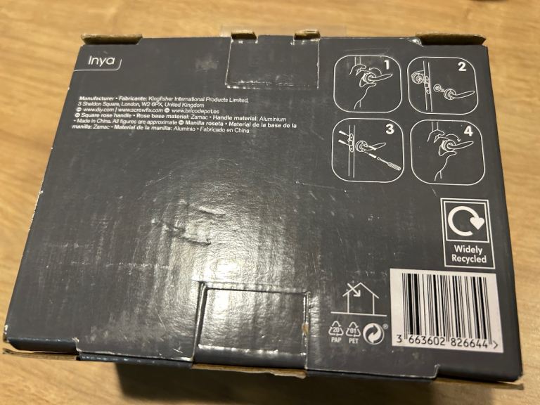 Set of two door handles, Inya, pewter colour