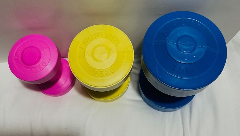 3 sets of weights & stand 