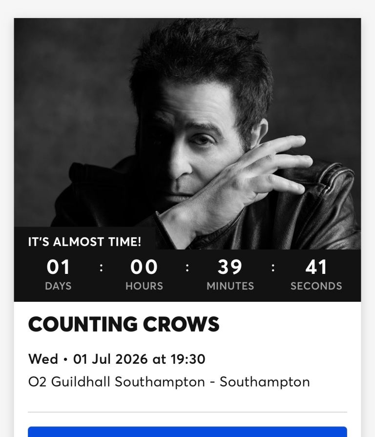 Counting Crows Concert Ticket - O2 Guildhall Southampton
