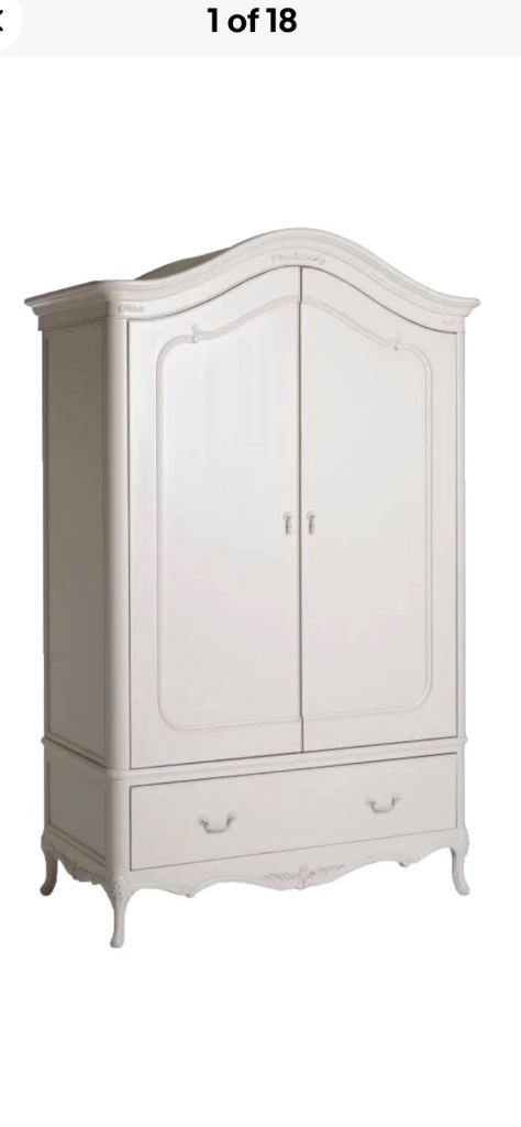 John Lewis Rose Mist 2 Door 1 Drawer French Style Double Wardrobe 