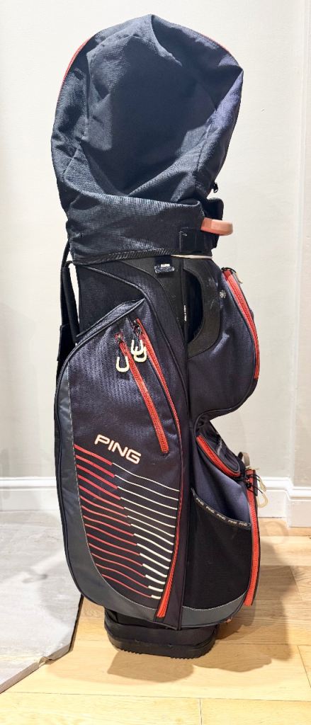 Ping Traverse 14 Way Golf Club Cart Bag 7 Pocket With Strap Handle & Rainhood
