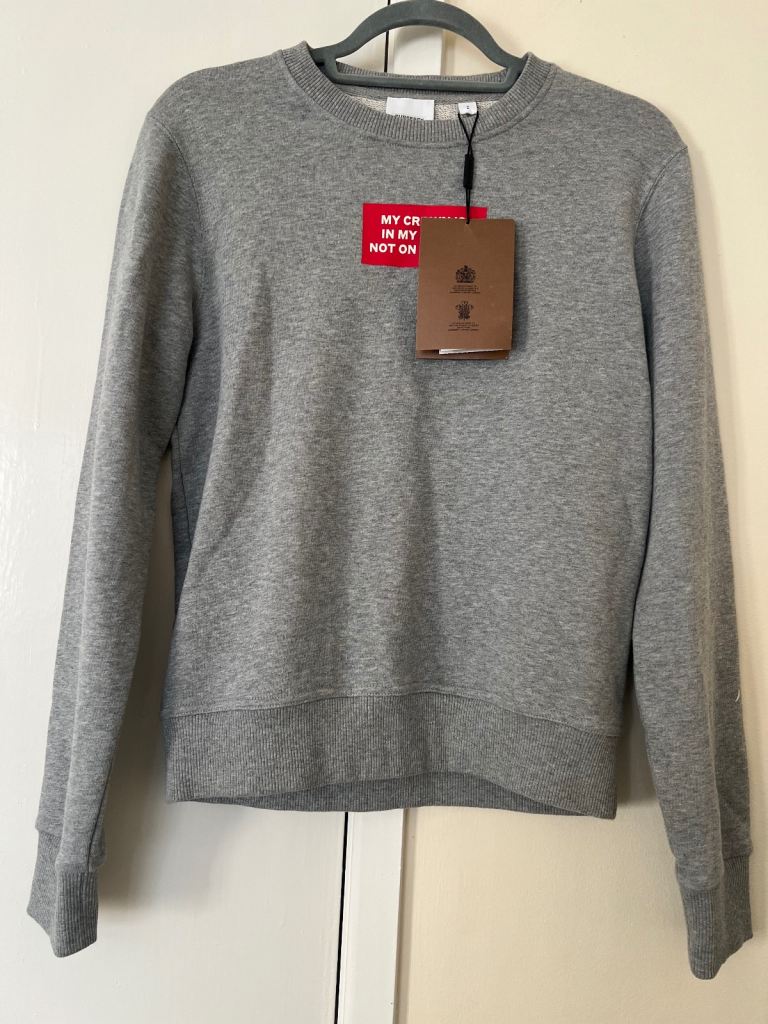 BNWT Authentic Burberry Quote Print Cotton Sweatshirt S/8 UK RRP £420