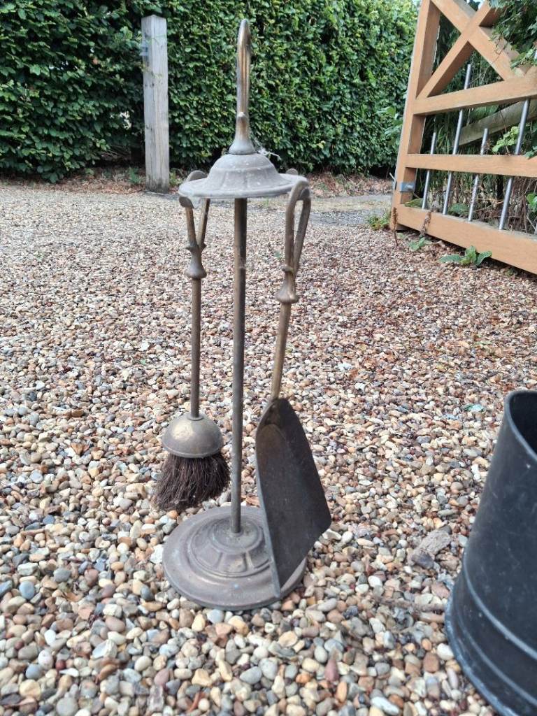 Vintage Brass Fireplace Companion Set - Good Condition