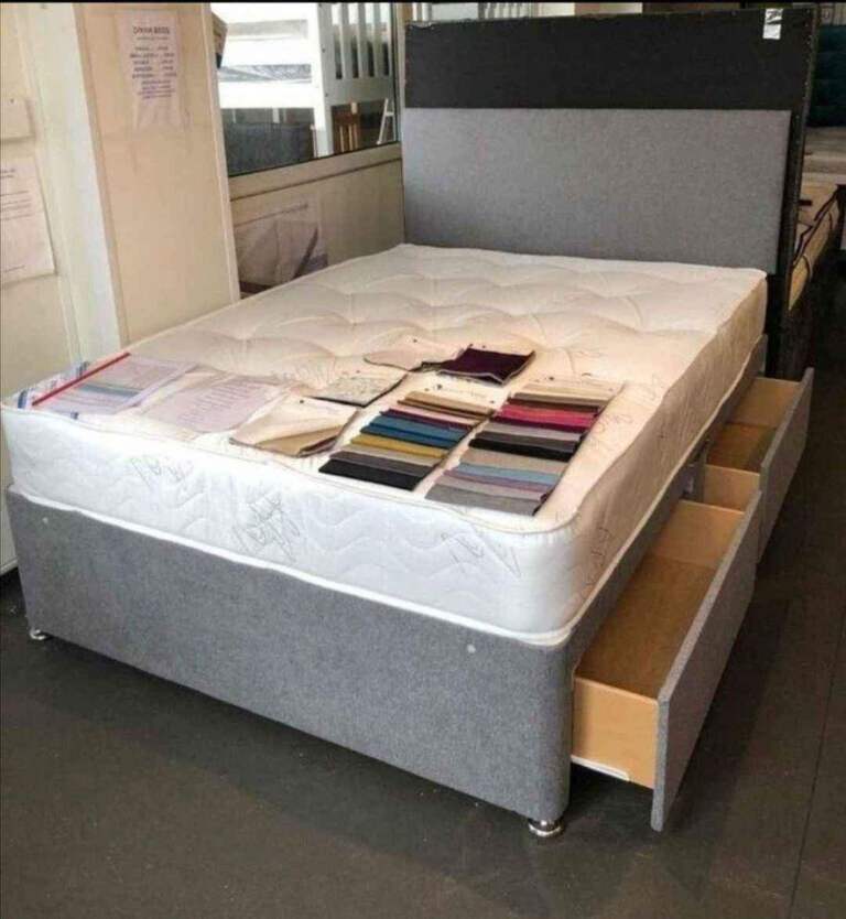 Grey Small Double & Double Storage Bed With Mattress | Best Price Guaranteed 💥🛏️ ::