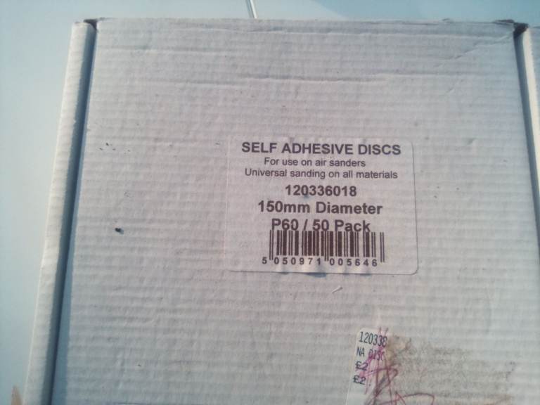 Box of new self adhesive sanding disks. £7