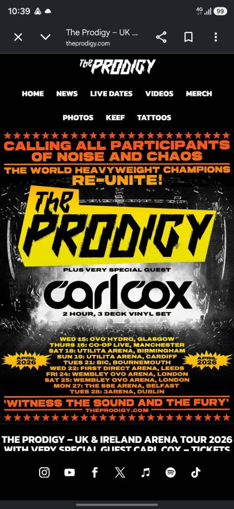 The prodigy, Carl cox, Andy C