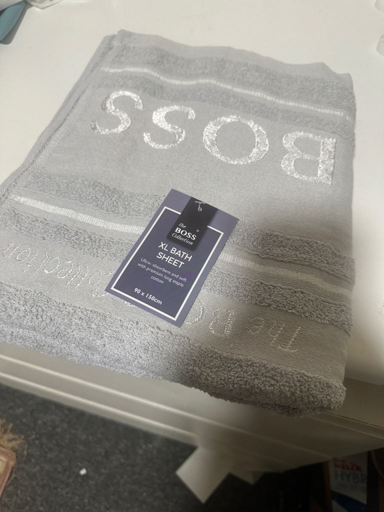 The BOSS Collection XL Bath Sheet – New, Grey Cotton
