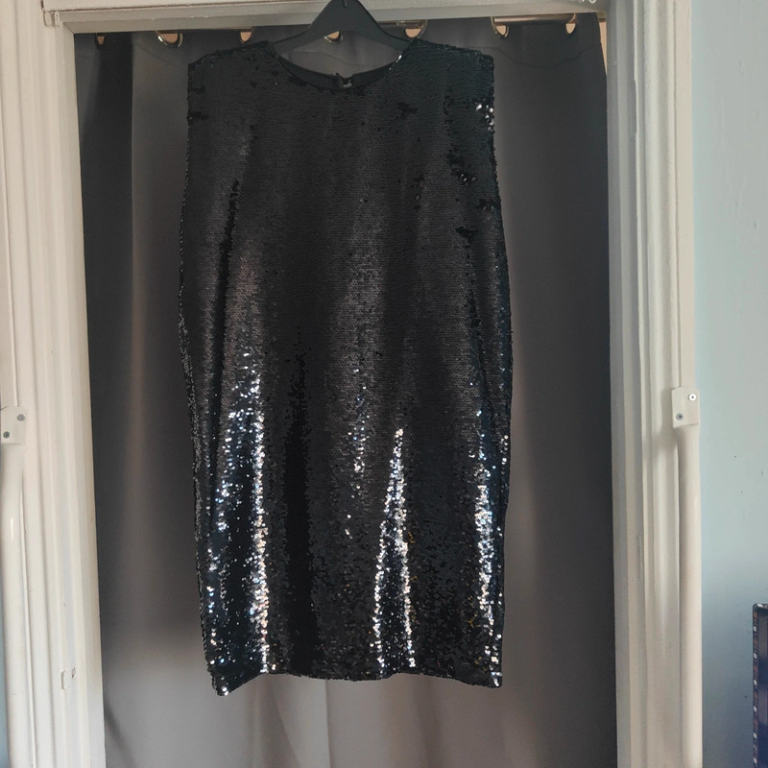 Absence of Colour Black Sequin Mini Dress | Size S Small Party