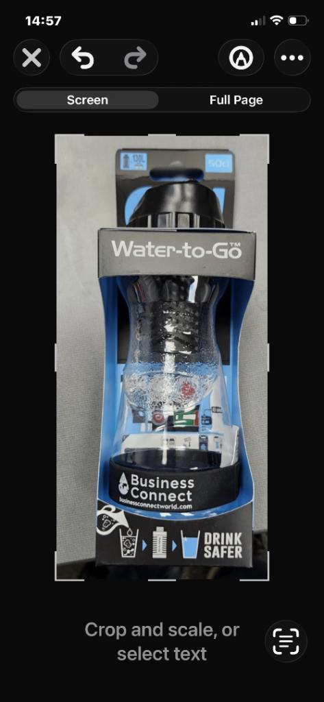 Water-to-go bottle plus 3 cartridges - creating 99.999% pure water