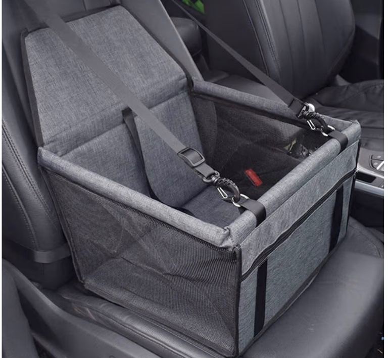 Pet Car Booster Seat Travel Carrier Cage, Oxford Breathable Folding Soft Washable Travel Bags 