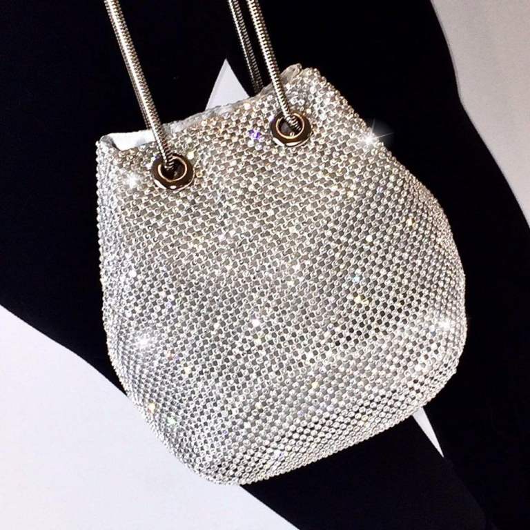 Lemonade Crystal Mini Slouch Bag Silver by "Quiz"