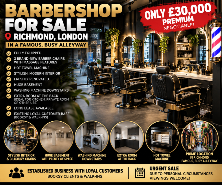 💈 BARBERSHOP FOR SALE – RICHMOND, LONDON 💈