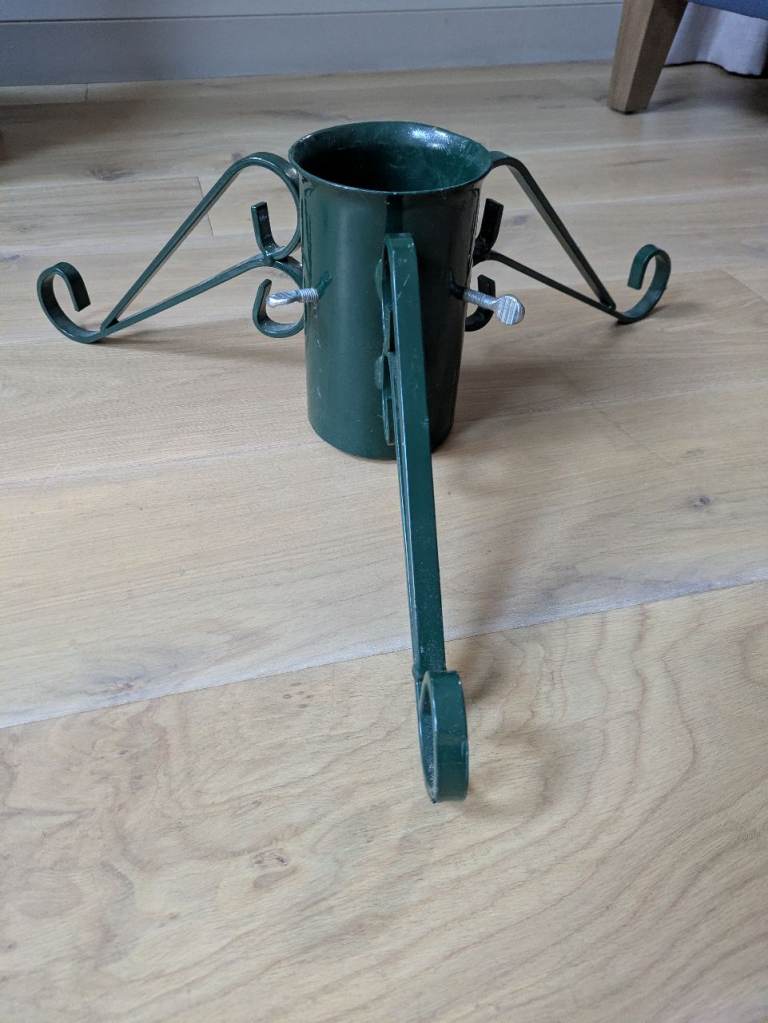 Metal Real/Live Christmas Tree Stand - Green - For Stumps Up to 9.5cm Wide