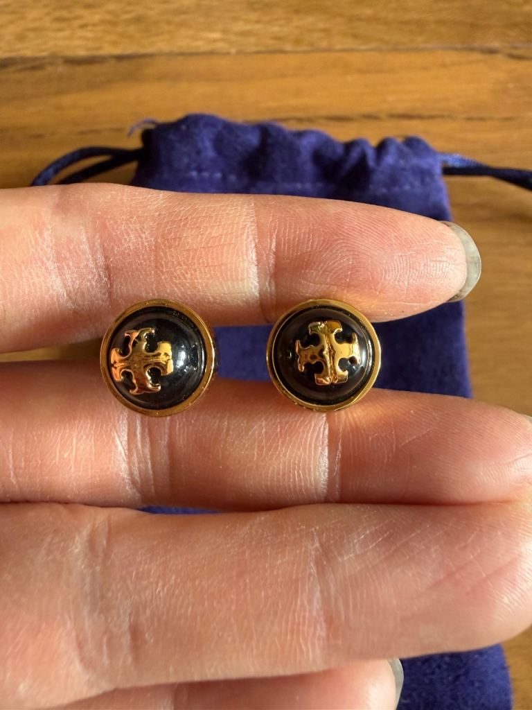 Tory Burch Gold Stud Earrings with Dust Bag