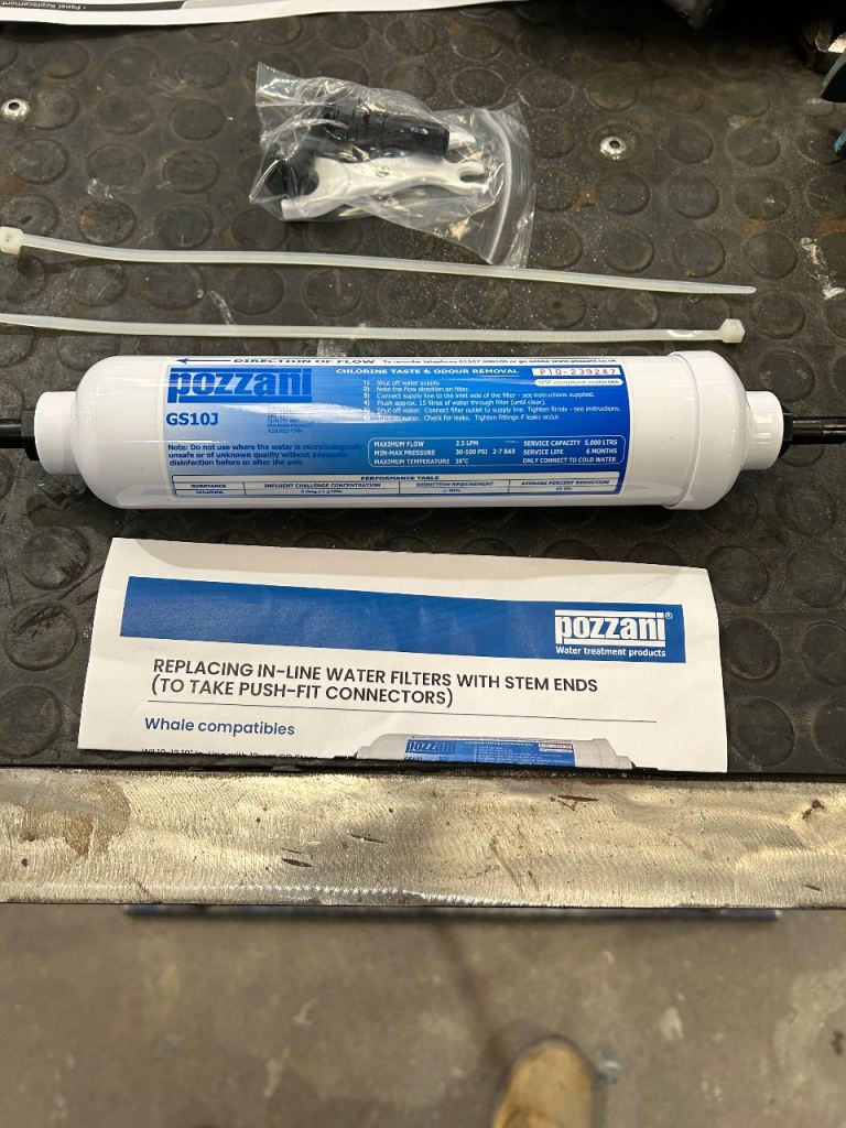 Pozzani replacement in line water filter for touring caravan 