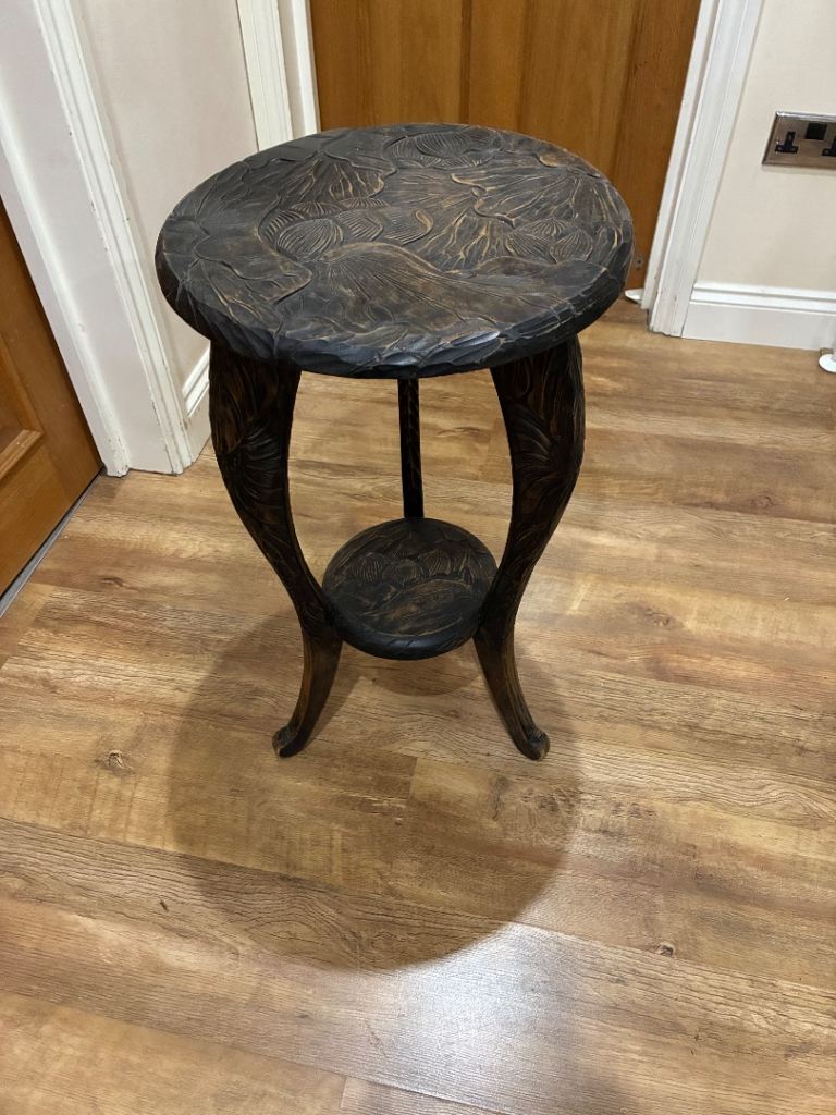 Beautiful hand carved wooden side table