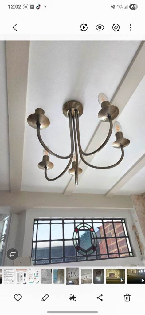 “Vintage Style 5 Arm Ceiling Light / Chandelier 