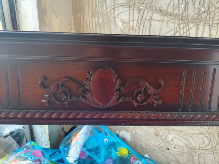 Wooden Fireplace Surround with Carved Details – Good Condition