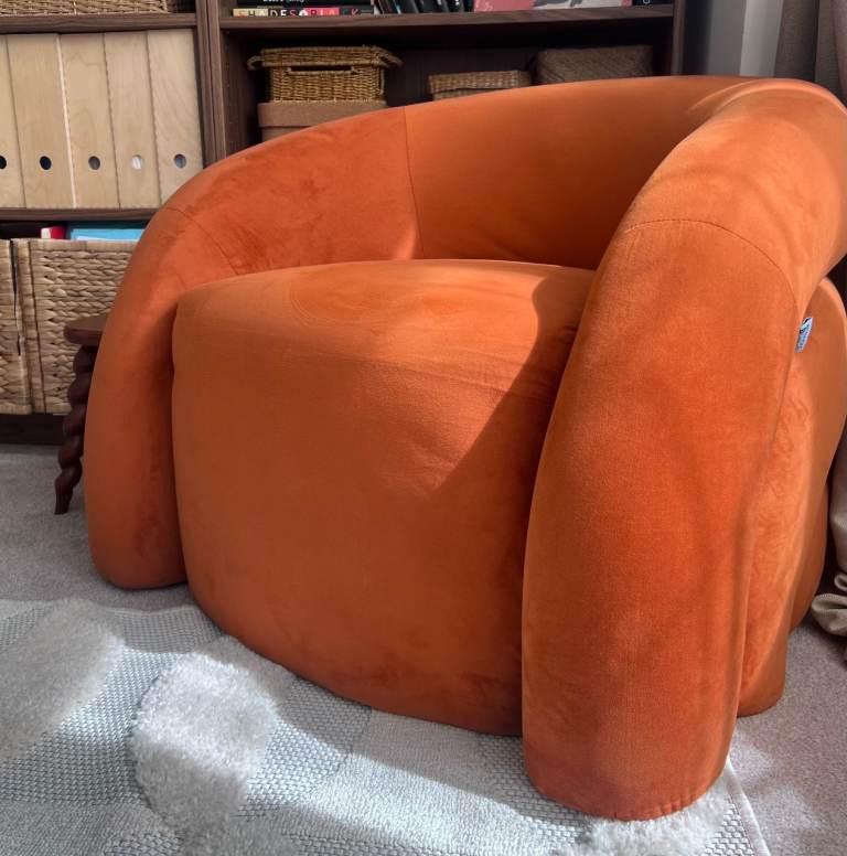 Debenhams-Orange Upholstered Curved Snug Accent Chair