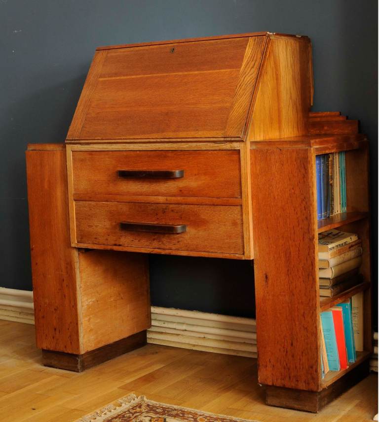 Vintage Oak Bureau Desk-Bookcase Art Deco 