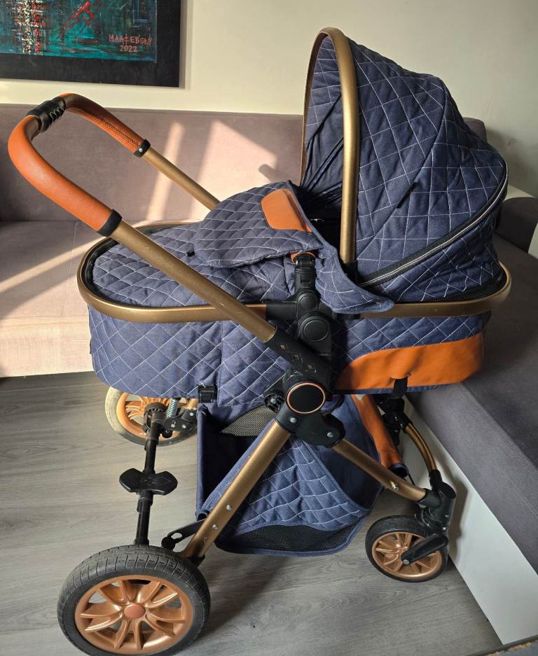 image for Newborn Baby Pram Pushchair Buggy Stroller 3in1 Travel System Car Seat Included and rocking chair 