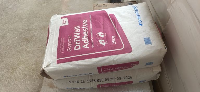 Plasterboard adhesive 2 bags in date 