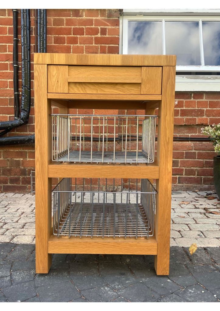 Solid Wood Kitchen Island Trolley with Drawer and Shelves. Collection only.