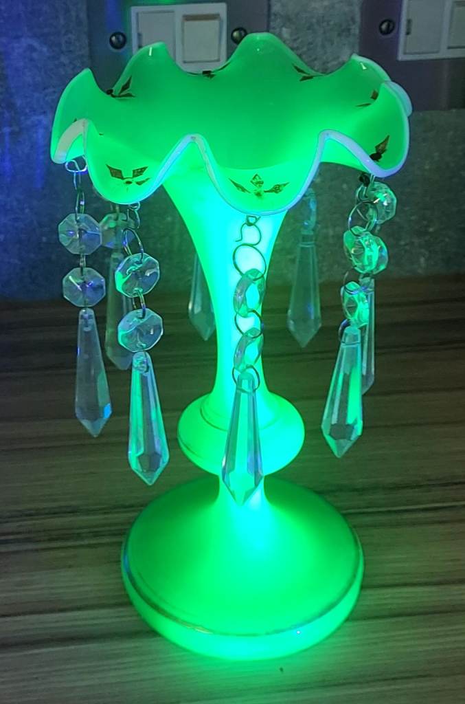 Victorian Uranium Glass  Mantle Lustre