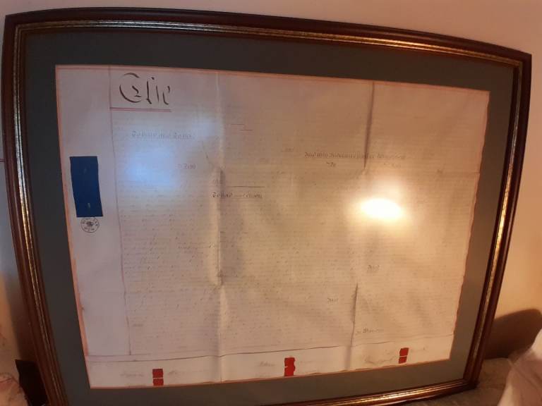 1859 Vellum Contract in Frame