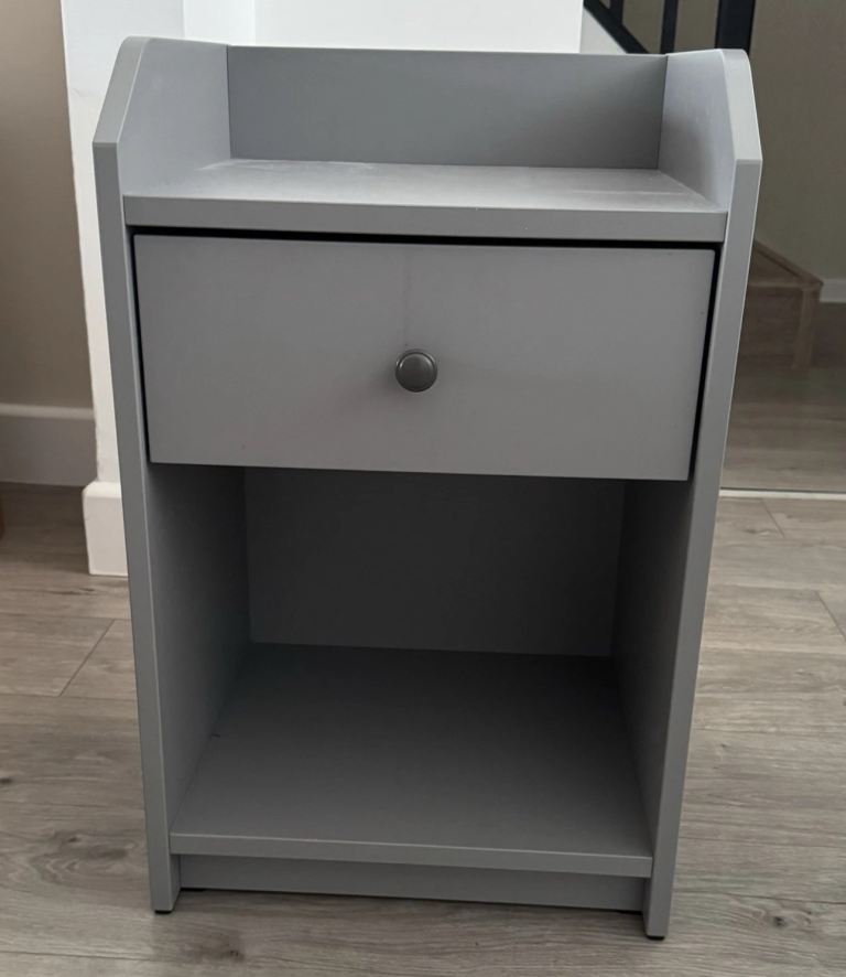 IKEA HAUGA Grey Bedside Single Draw Table (40x36cm) Excellent Condition