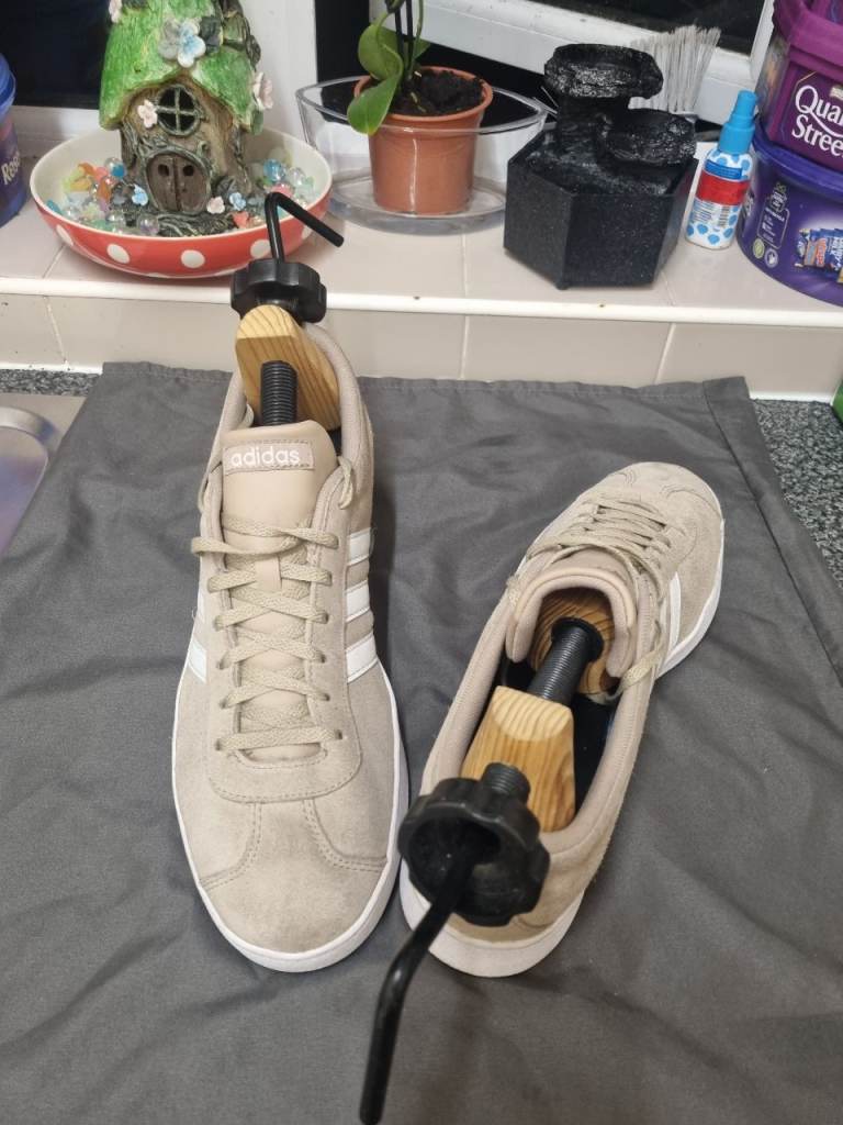 Adidas VL Court 2.0 Trainers UK 12 – Beige Suede, Good Condition