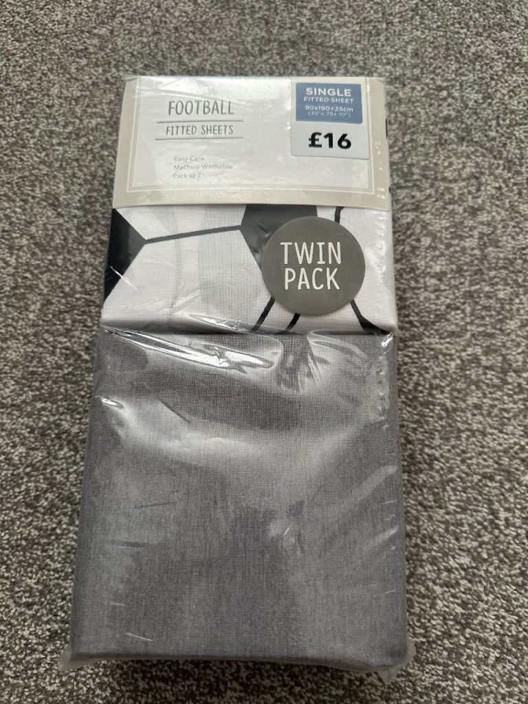 Dunelm Kids Football Fitted Sheets Twin Pack
