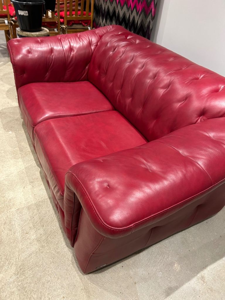 Large red leather 4 seater and 2 seater 