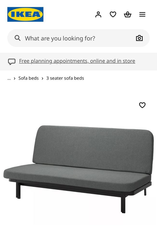 IKEA NYHAMN 3-Seater Sofa Bed - Grey Fabric