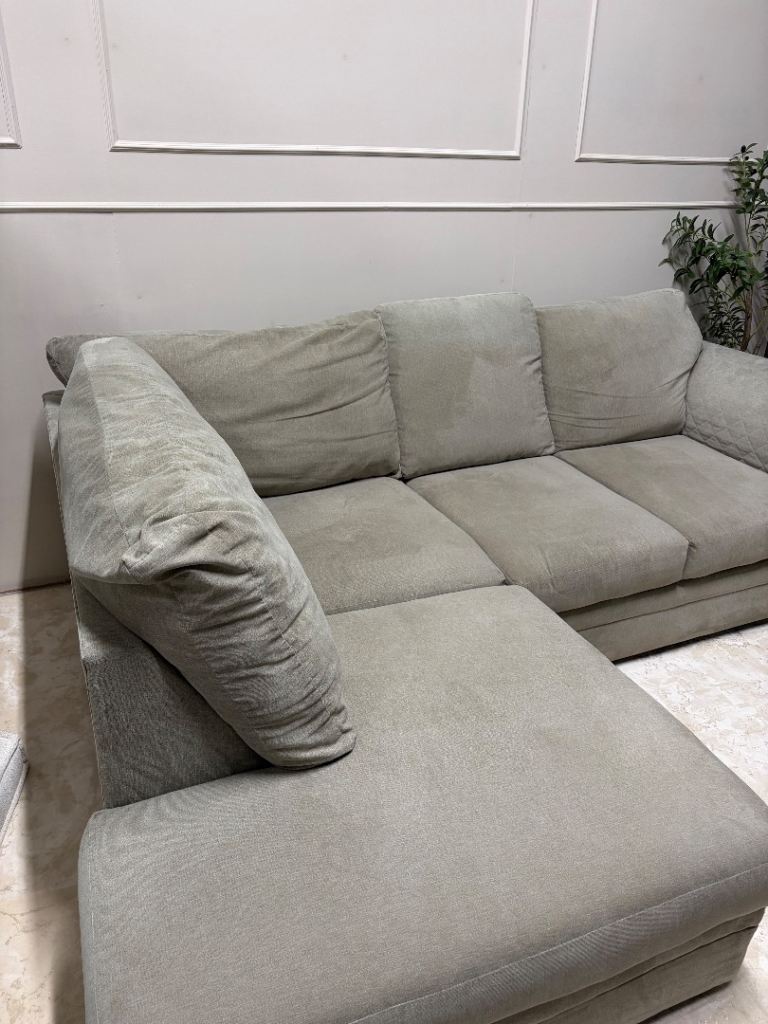 Modern Beige L-Shaped Corner Sofa | Professionally Cleaned | Neutral | DELIVERY AVAILABLE!