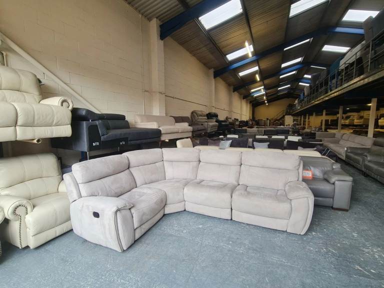 Ex-display Radley grey velvet fabric manual recliner corner sofa