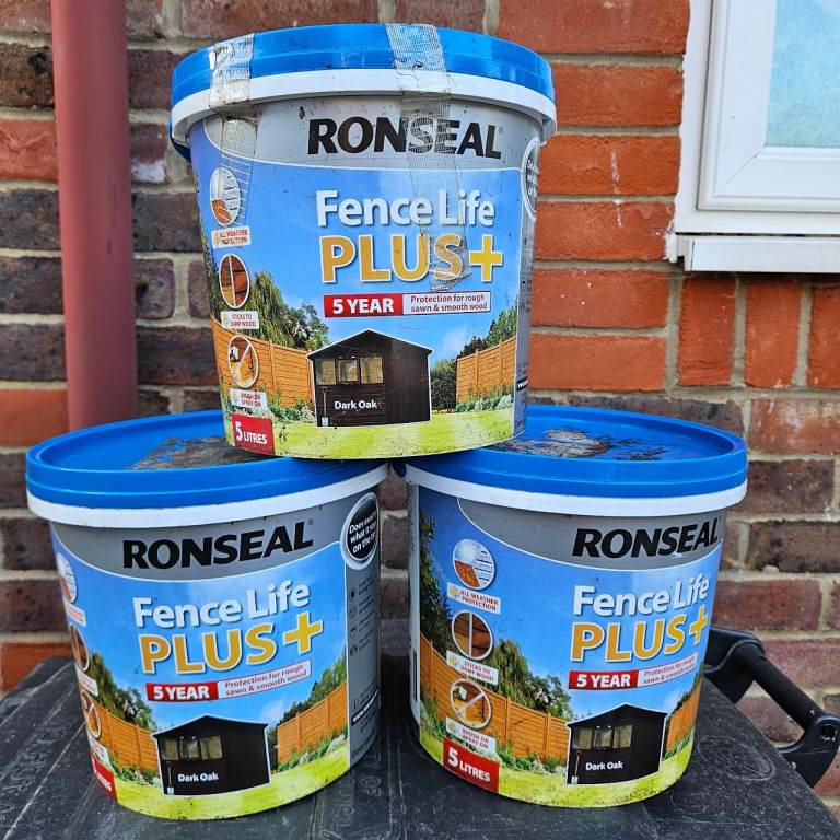 3 x Ronseal Fence Life Plus+ Dark Oak 5L Tins - £15 no offers