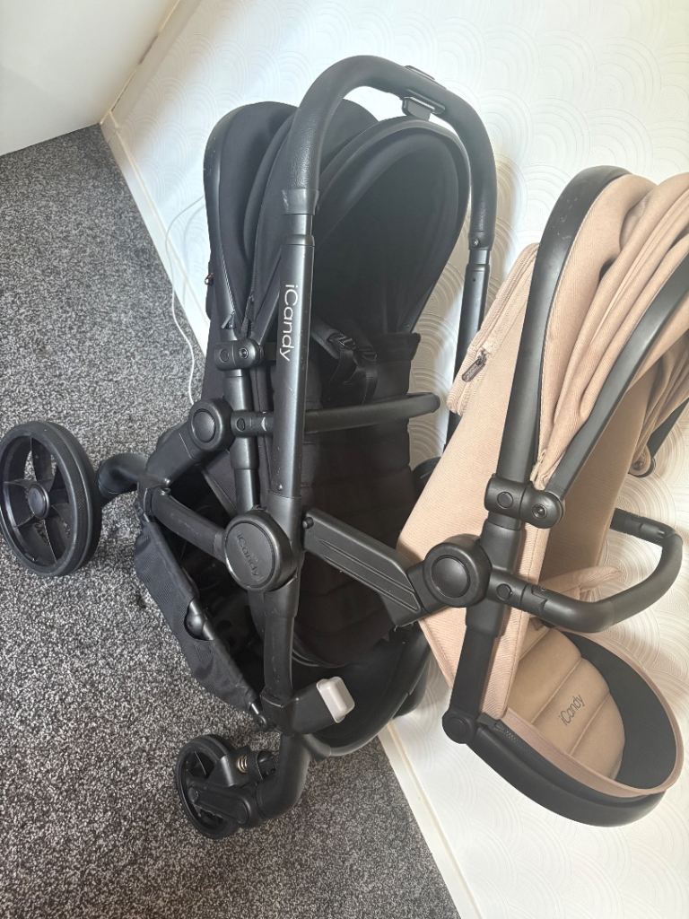 iCandy Pushchair & Carrycot Set – Black/cookie, Good Condition