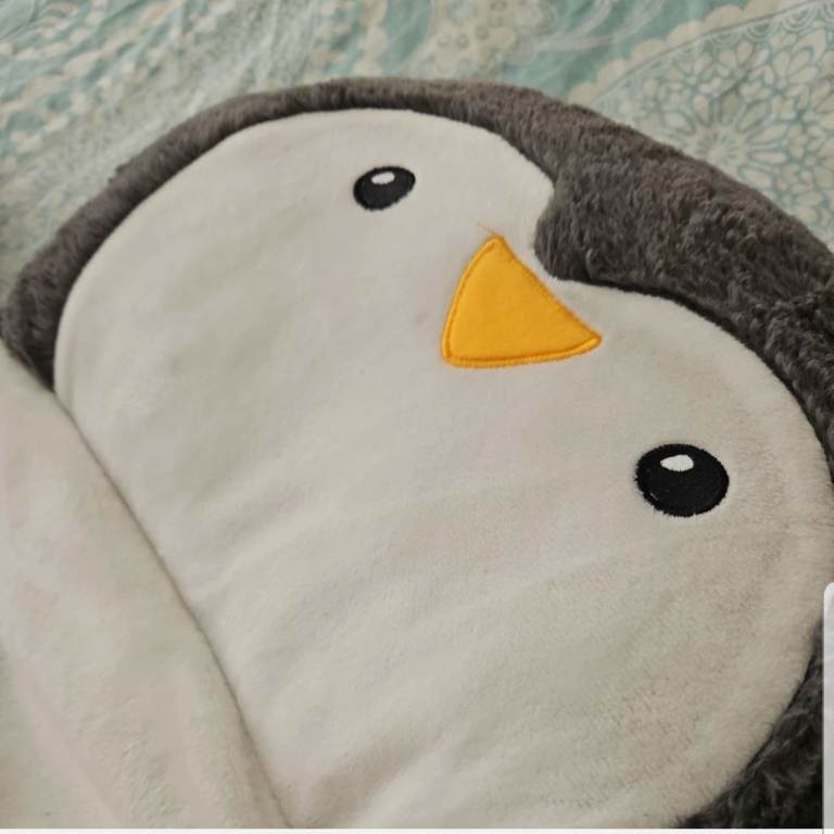 Childrens stuffed penguin plush plushie toy / sleeping bag with pillow