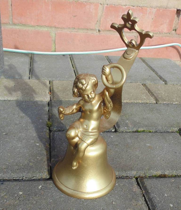 (#1478) Brass cherub shop door bell ornament (Pick up or post, Dy4 area)