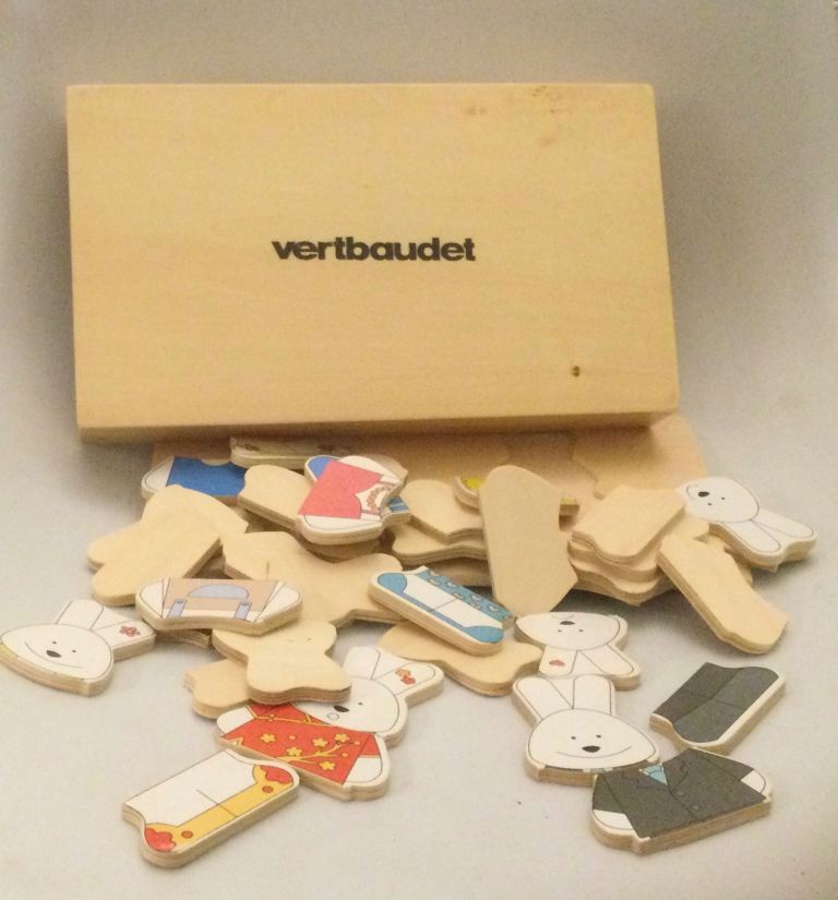 image for Verbaudet wooden Mr & Mrs Bunny Rabbit Dress Up Mix and match toy