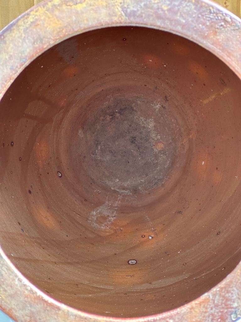 LARGE ANTIQUE FRENCH STONEWARE PLANTER URN, CONFIT JAR POT, SALTING JAR - H47cm 7.8kg - WILL POST!