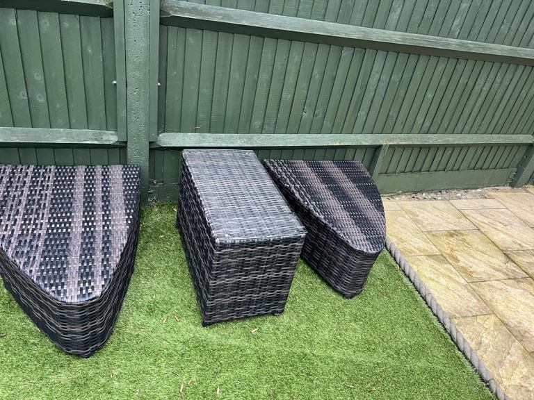 3-Piece Outdoor Rattan Bistro Set, Garden Rattan Garden Furniture Set 