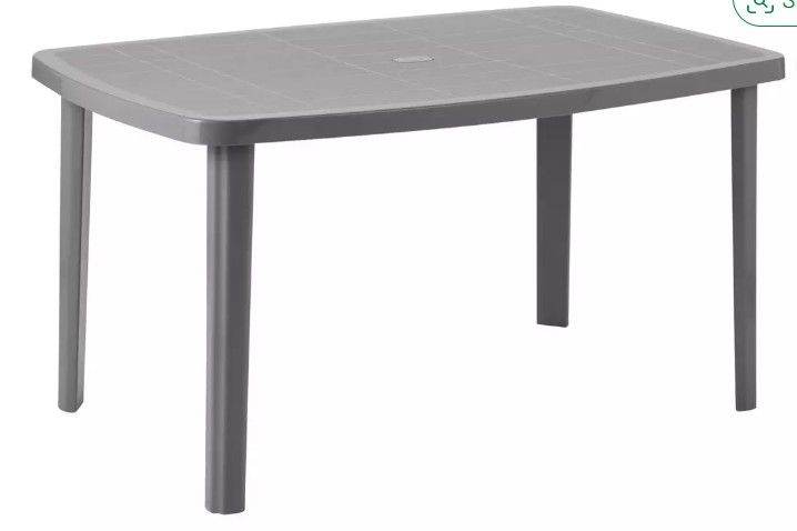 6 Seater Rectangular Plastic Garden Table Grey Legs can be detached for transportation