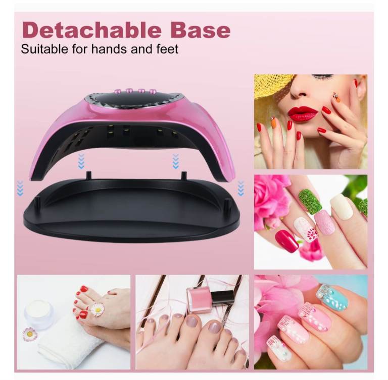 Faster UV LED Nail Lamp💅Automatic Sensor 4 Timer Settings Professional Nail Dryer  Metallic Pink