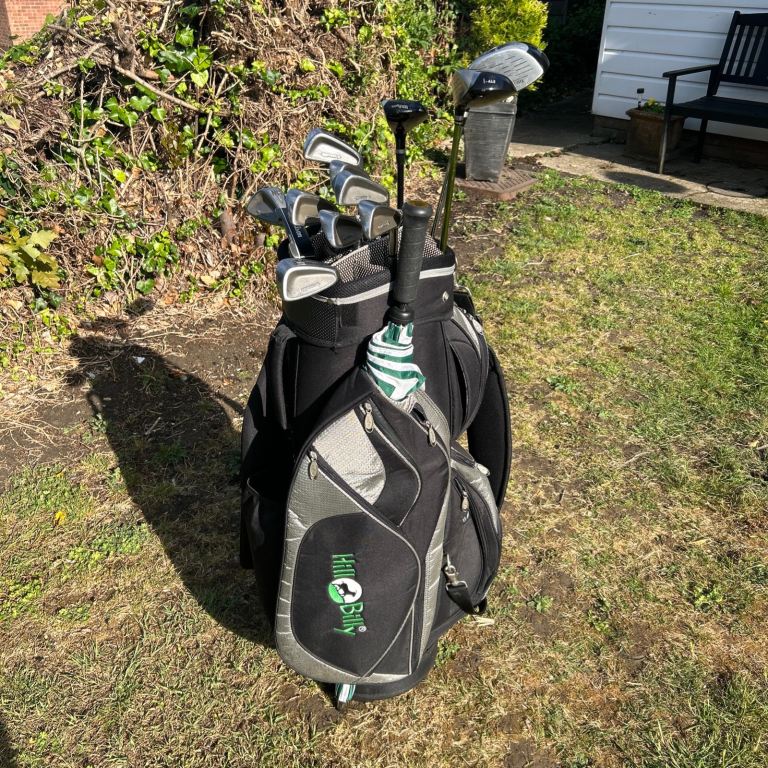 Men’s Golf Clubs Wilson Woods Hybrid Wilson Irons Putter Hillbilly Cart 