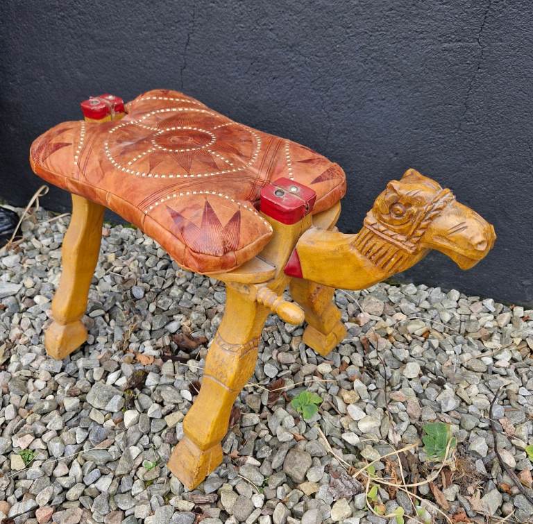 Vintage 1960s Egyptian Camel Foot Stool